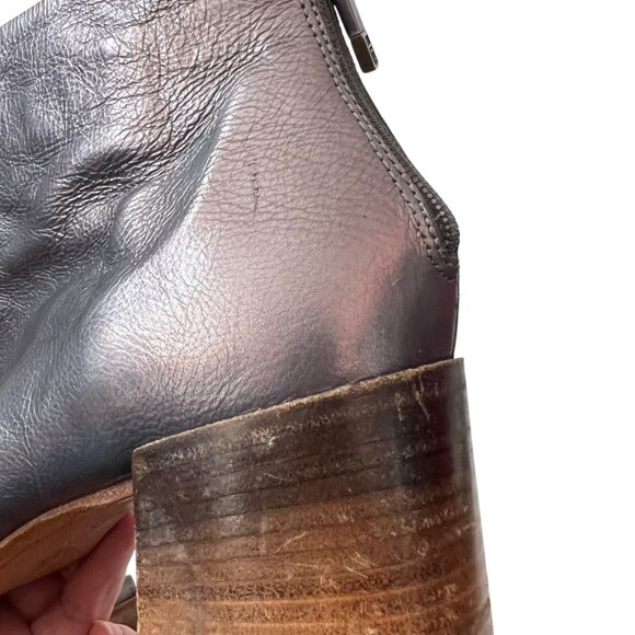 Alberto Fermani Solara crinkled leather booties metallic pewter boots size 9 39 - Picture 10 of 12